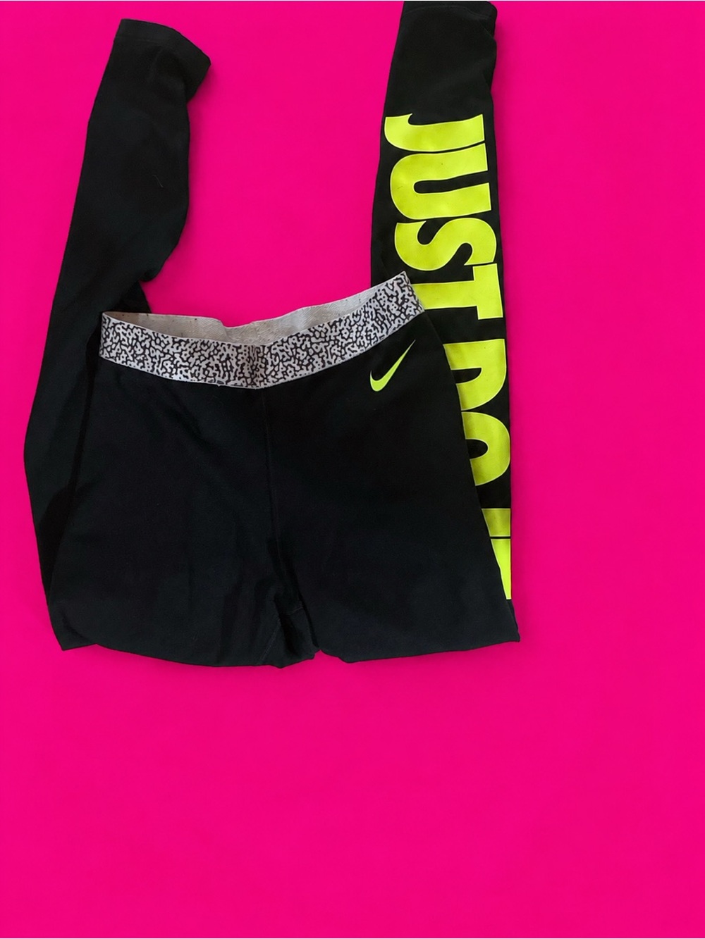 Nike women’s black and Neon Yellow 'Just Do It' Athletic Bottoms